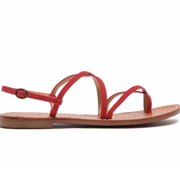 Soludos Sandals Zoe Toe Loop Strappy Suede Leather Flats Cherry Red Size 8 nwot - Picture 5 of 7